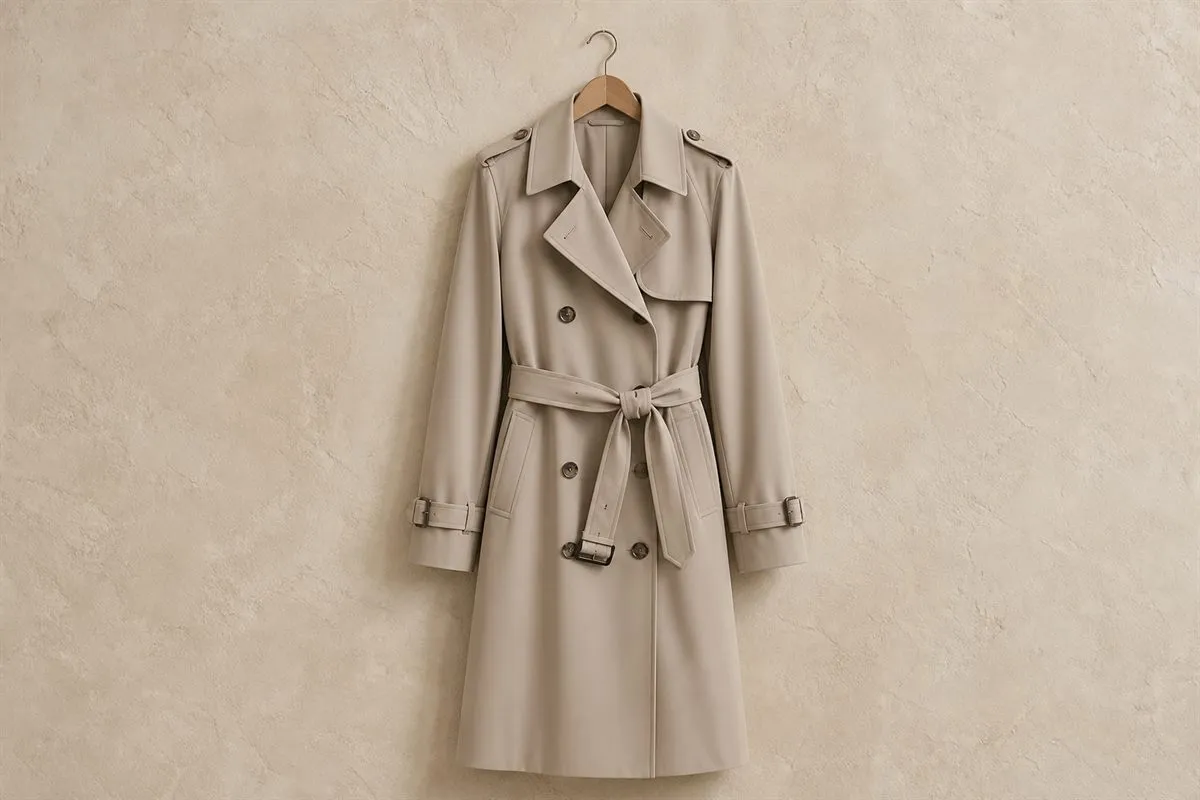 Trench Mi-Long en Gabardine Fluide Maison